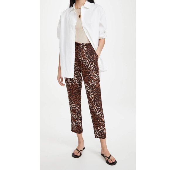 Veronica Beard Pants - New Veronica Beard Oksana Linen Leopard Pant in Brown Multi P3613
